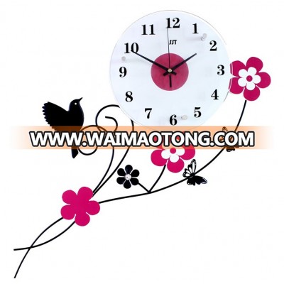 Beautiful Flower Decorative Wall Clock Different Shape Wood Metal Buniess Gift