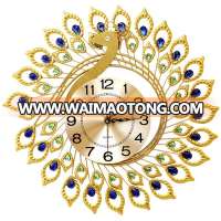 Gold Home Decor Made Peacock Large Size Wall Hangings Clock Yiwu Factory