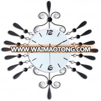 Metal Black Decorative Wall Clock For Living Room Wall Iron Craft